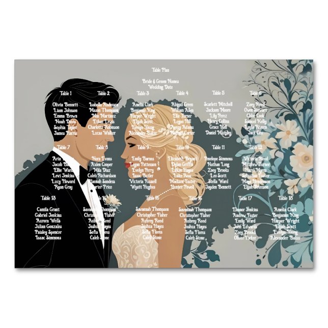 Numeração De Mesa Eternal Blossoms: Uma Celebração do Amor" Casament (Frente)