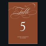 Numeração De Mesa Eterno de caligrafia moderna casamento Terracotta<br><div class="desc">Um tema de sobremesa de teracotta eterno e um elegante número de mesa de casamento com um roteiro de caligrafia refinado em um passado clássico, perfeito para uma celebração formal e sofisticada de casamento. Para personalização ou outros produtos com este design, por favor, sinta-se à vontade para entrar em contato...</div>