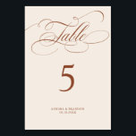 Numeração De Mesa Eterno de caligrafia moderna casamento Terracotta<br><div class="desc">Um tema de sobremesa de teracotta eterno e um elegante número de mesa de casamento com um roteiro de caligrafia refinado em um passado clássico, perfeito para uma celebração formal e sofisticada de casamento. Para personalização ou outros produtos com este design, por favor, sinta-se à vontade para entrar em contato...</div>