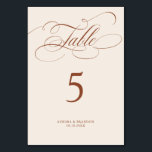 Numeração De Mesa Eterno de caligrafia moderna casamento Terracotta<br><div class="desc">Um tema de sobremesa de teracotta eterno e um elegante número de mesa de casamento com um roteiro de caligrafia refinado em um passado clássico, perfeito para uma celebração formal e sofisticada de casamento. Para personalização ou outros produtos com este design, por favor, sinta-se à vontade para entrar em contato...</div>