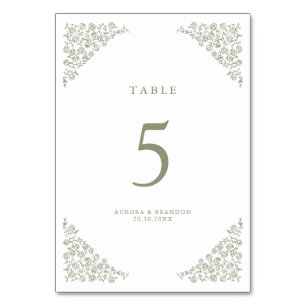 Numeração De Mesa Eterno Floral Simples Sage Casamento Verde