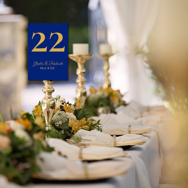Numeração De Mesa Eterno Simples Elegance Royal Blue Dourado Casamen (Criador carregado)
