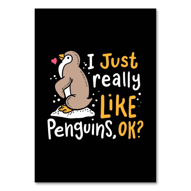 Numeração De Mesa Eu Gosto Muito De Pinguins. (Frente)
