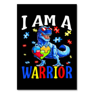 Numeração De Mesa Eu Sou Uma Família De Autismo Guerreiro Dinossaur