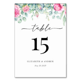 Numeração De Mesa Eucalipto Rosas | Casamento Elegante Boho com Folh