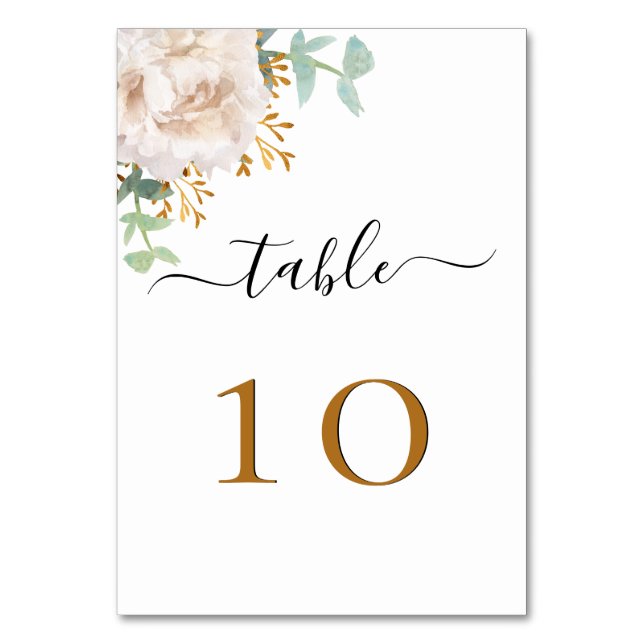 Numeração De Mesa Eucalipto verde floral branco de casamentos (Frente)