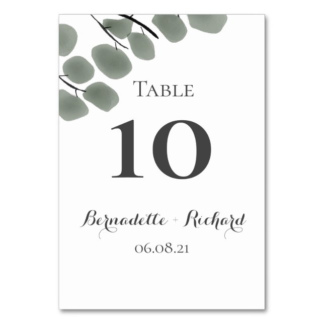 Numeração De Mesa Eucalyptus deixa o tema (Frente)