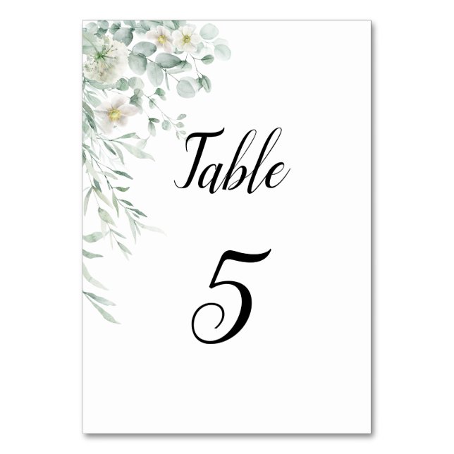 Numeração De Mesa Eucalyptus Greenery Table Number Card (Frente)