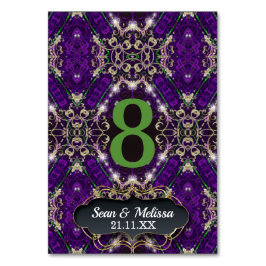 Numeração De Mesa Evento Único Dourado Sparkle Verde Roxo