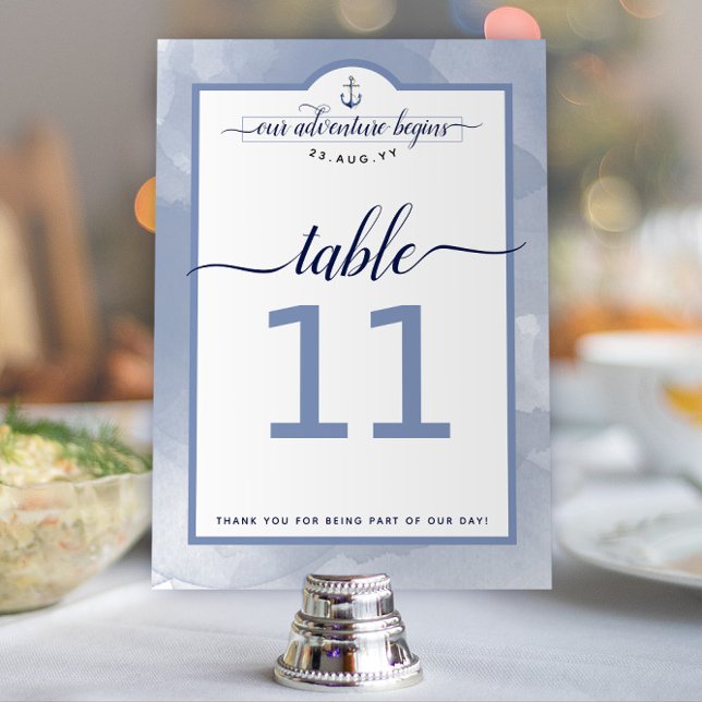 Numeração De Mesa #EventoCasamentoAquarelaAzulAçoMarinhaNáutica (Nautical Dusty Blue Watercolor Event / Wedding Table Numbers)