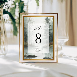Numeração De Mesa Evergreen Mist | Rustic Forest Table Card Number