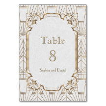 Excelente branco chic Gatsby Art Deco TABLE NÚMERO