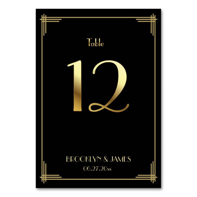 Numeração De Mesa Excelente Gatsby Art Deco Tabela Número 12 Preto D (Frente)