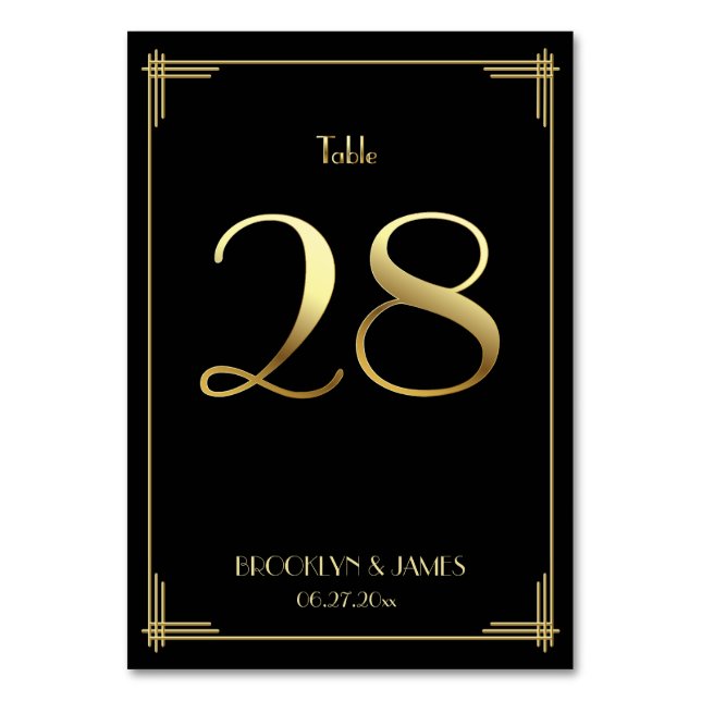 Numeração De Mesa Excelente Gatsby Art Deco Table Número 28 Dourado  (Frente)