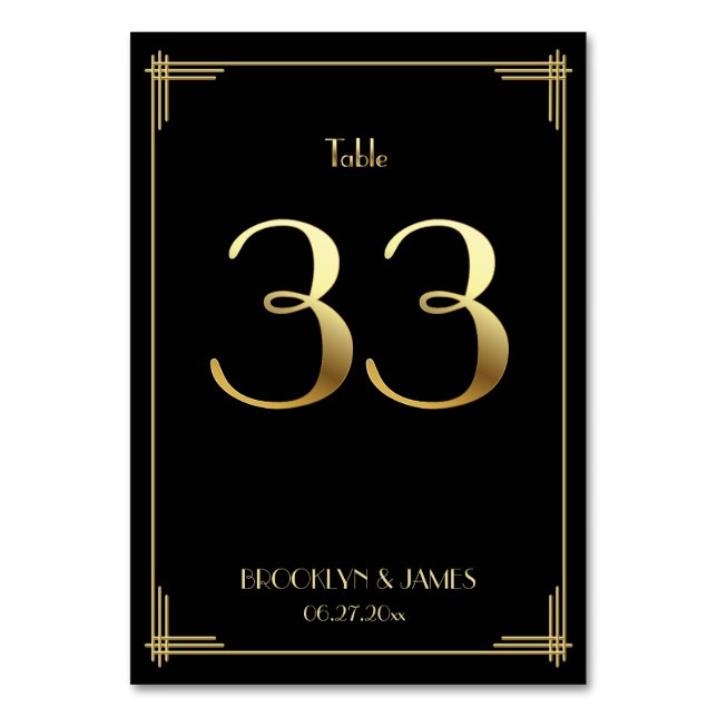 Numeração De Mesa Excelente Gatsby Art Deco Table Número 33 Dourado  (Frente)