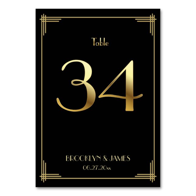 Numeração De Mesa Excelente Gatsby Art Deco Table Número 34 Dourado  (Frente)