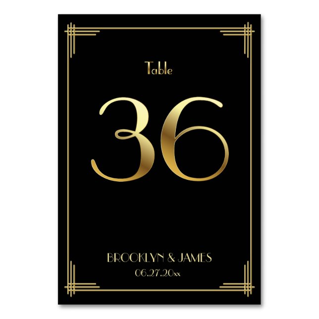 Numeração De Mesa Excelente Gatsby Art Deco Table Número 36 Dourado  (Frente)