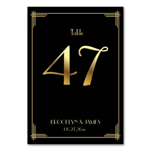 Numeração De Mesa Excelente Gatsby Art Deco Table Número 47 Dourado  (Frente)