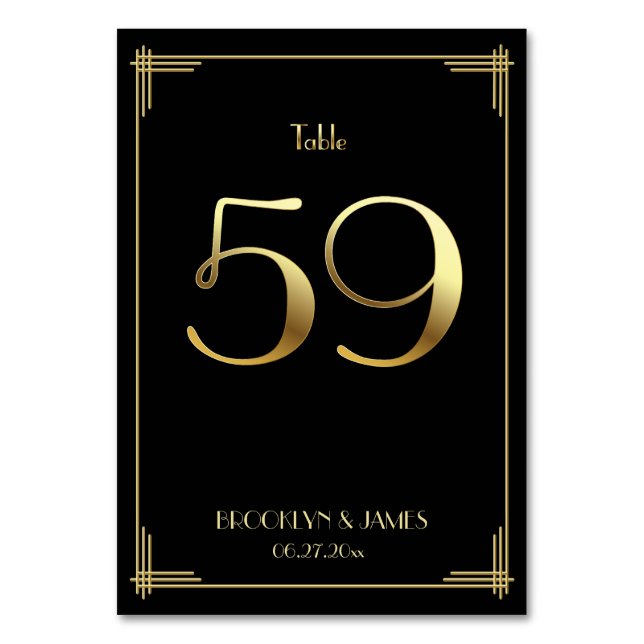 Numeração De Mesa Excelente Gatsby Art Deco Table Número 59 Dourado  (Frente)