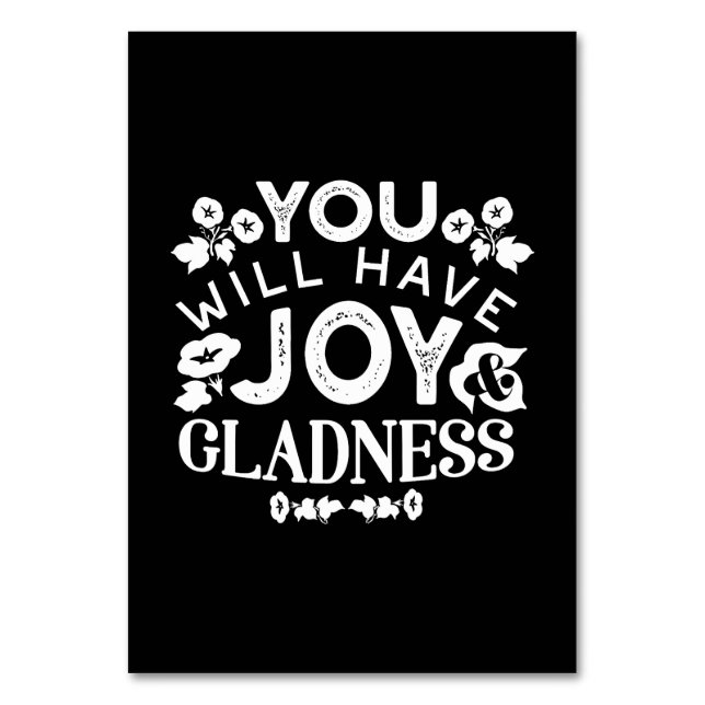Numeração De Mesa Faith and Happiness – Joy and Gladness Quotes (Frente)