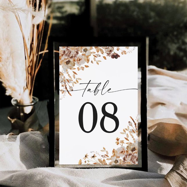 Numeração De Mesa Fall Leaves Thanksgiving Dinner Table Card (Criador carregado)