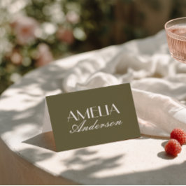 Numeração De Mesa Fancy Olive Green Old Money Wedding Place Cards