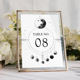 Numeração De Mesa Fases da Lua Preta e Branca Celestial Casamento