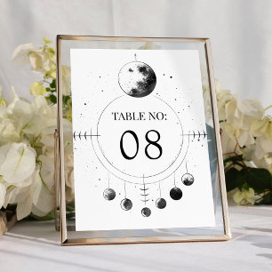 Numeração De Mesa Fases da Lua Preta e Branca Celestial Casamento
