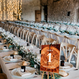 Numeração De Mesa Fatia de Árvore de Madeira de Casamento vintage Ru