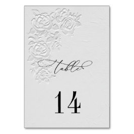 Numeração De Mesa Faux Embossed White Roses Wedding Table Numbers