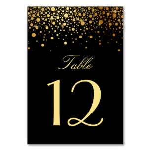 Numeração De Mesa Faux Gold Foil Confetti Pontos Pretos Número da Ta
