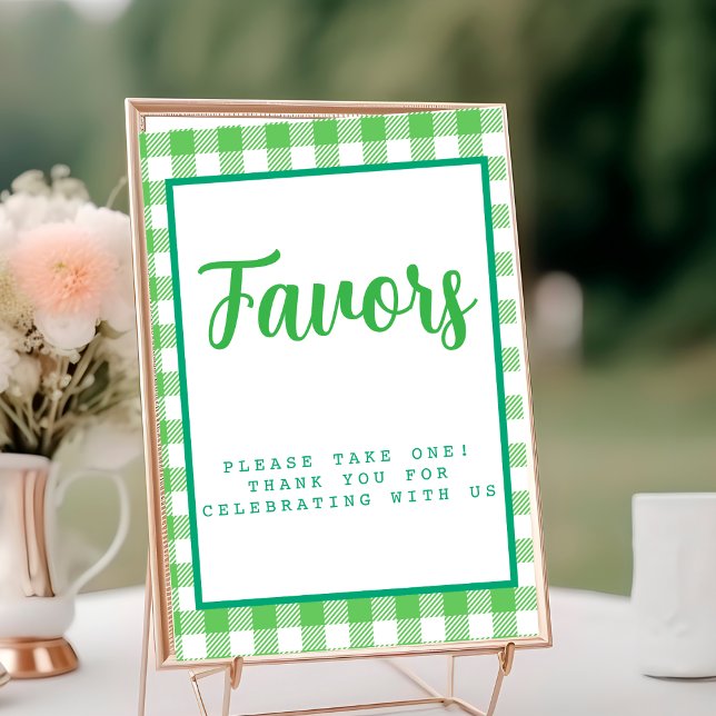 Numeração De Mesa Favoritos Bright Green Gingham (Bright Green Gingham Favors Table Number)