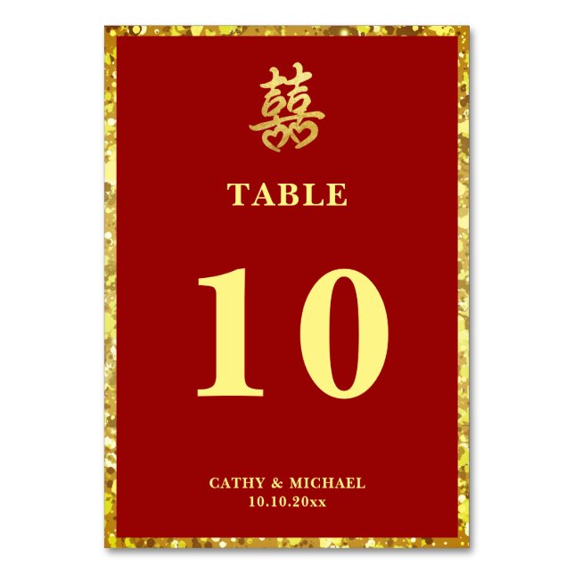 Numeração De Mesa felicidade dupla coração vermelho formal casamento (Frente)