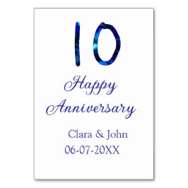 Numeração De Mesa Feliz 10º aniversário brilho azul adicionar nome d