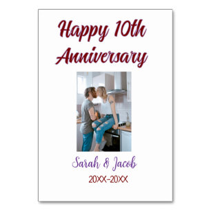 Numeração De Mesa Feliz 10º aniversário foto casal d