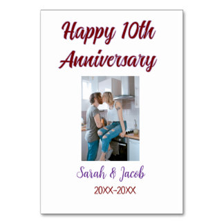 Numeração De Mesa Feliz 10º aniversário foto casal d