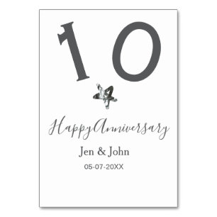 Numeração De Mesa Feliz 10º aniversário nome data estrela de metal c