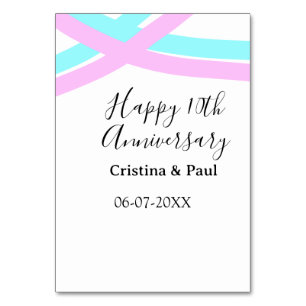 Numeração De Mesa Feliz 10º aniversário simples nome de casamento mi