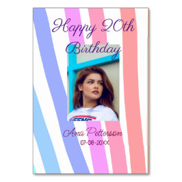 Numeração De Mesa Feliz 20 Aniversário do arco-íris Rústico Fotógraf