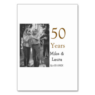 Numeração De Mesa Feliz 50º aniversário adicionar nome do casal data