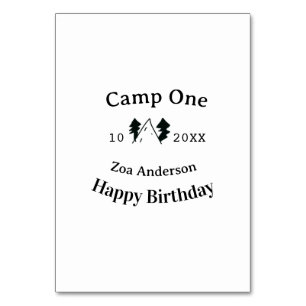 Numeração De Mesa Feliz aniversário nome data aventura de camping