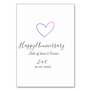 Numeração De Mesa Feliz aniversário rosa azul coração nome data simp