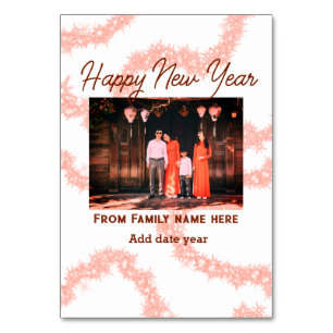 Numeração De Mesa Feliz ano novo castanho adicionar nome da família 