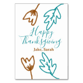 Numeração De Mesa Feliz Dia de Ação de Graças queda castanha azul de