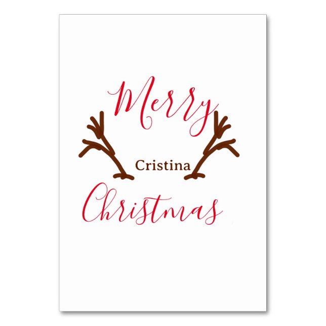 Numeração De Mesa Feliz Natal, marrom-rena-chifre, feriado (Frente)