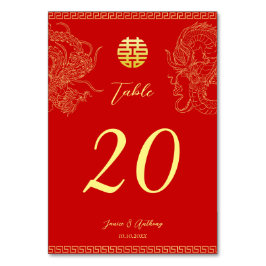 Numeração De Mesa Fênix do dragão de casamento chinês de ouro vermel