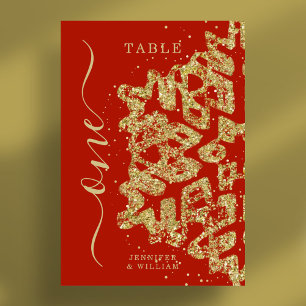 Numeração De Mesa Feriado de inverno moderno, Dourado Vermelho