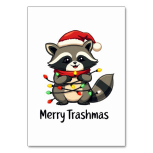 Numeração De Mesa Feriado de Natal da feliz Trashmas Funny Raccoon