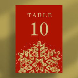 Numeração De Mesa Feriado Simples de Natal Vermelho Dourado Casado