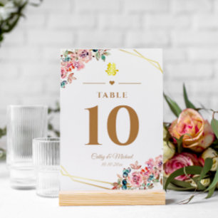 Numeração De Mesa Ferida floral de felicidade dupla do casamento chi